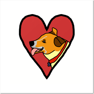 My Valentine Toby Dog Portrait in Red Heart Posters and Art